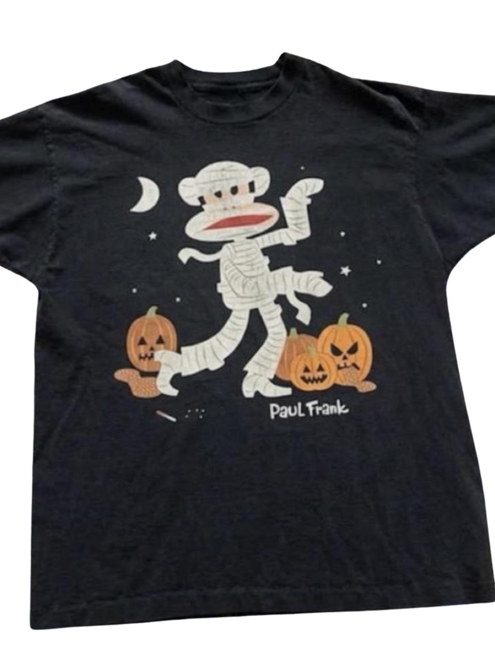 Gildan Black Graphic Tee with White Mummy and Orange Pumpkins